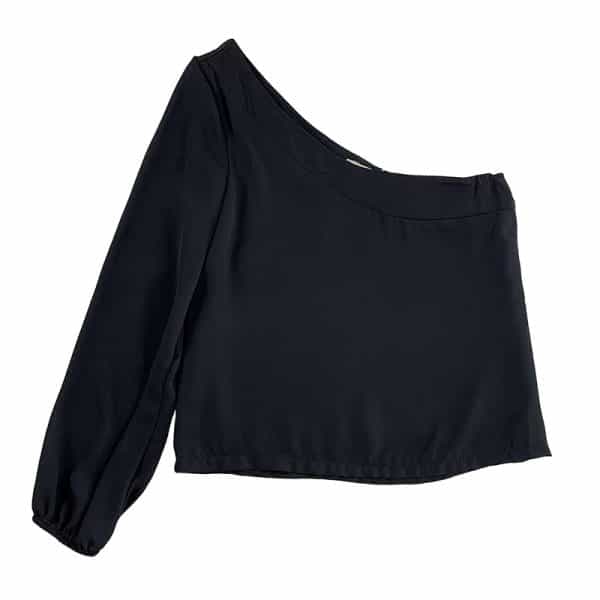 blusa asimétrica negro sin una manga.