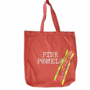 tote bag coral con 4 pulseras de tela pink