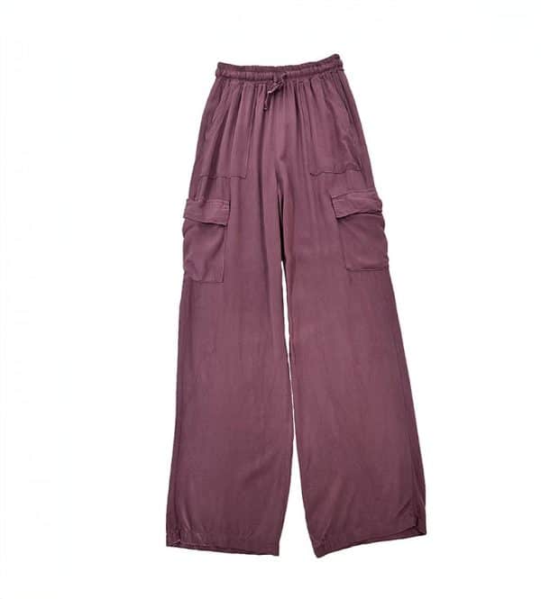 pantalón fluido cargo en tencel color teja