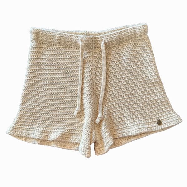 short de tricotosa crudo con cintura elástica y cordón