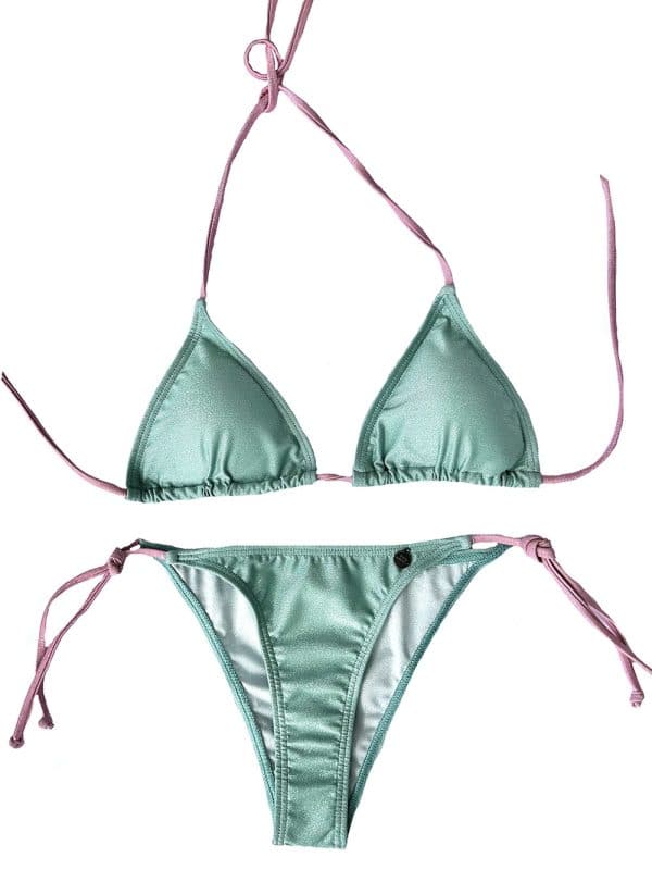 tejido bikini verde con brillo